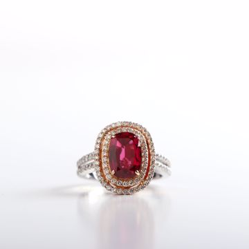 Picture of Magnificent White & Pink Gold, Diamond &Ruby Ring