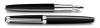 Silver-Plated, Rhodium-Coated Leman Ebony Black Fountain Pen Double Pen View
