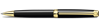 Gold-Plated Leman Ebony Black Ballpoint Pen Horizontal View