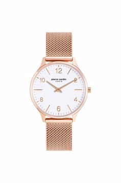 Ladies Rose Gold White Dial Front View