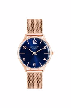 Ladies Rose Gold Navy Dial Front View