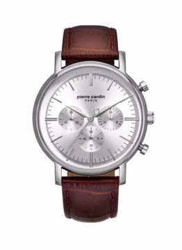 Gents Chrono Brown Leather Strap Front View