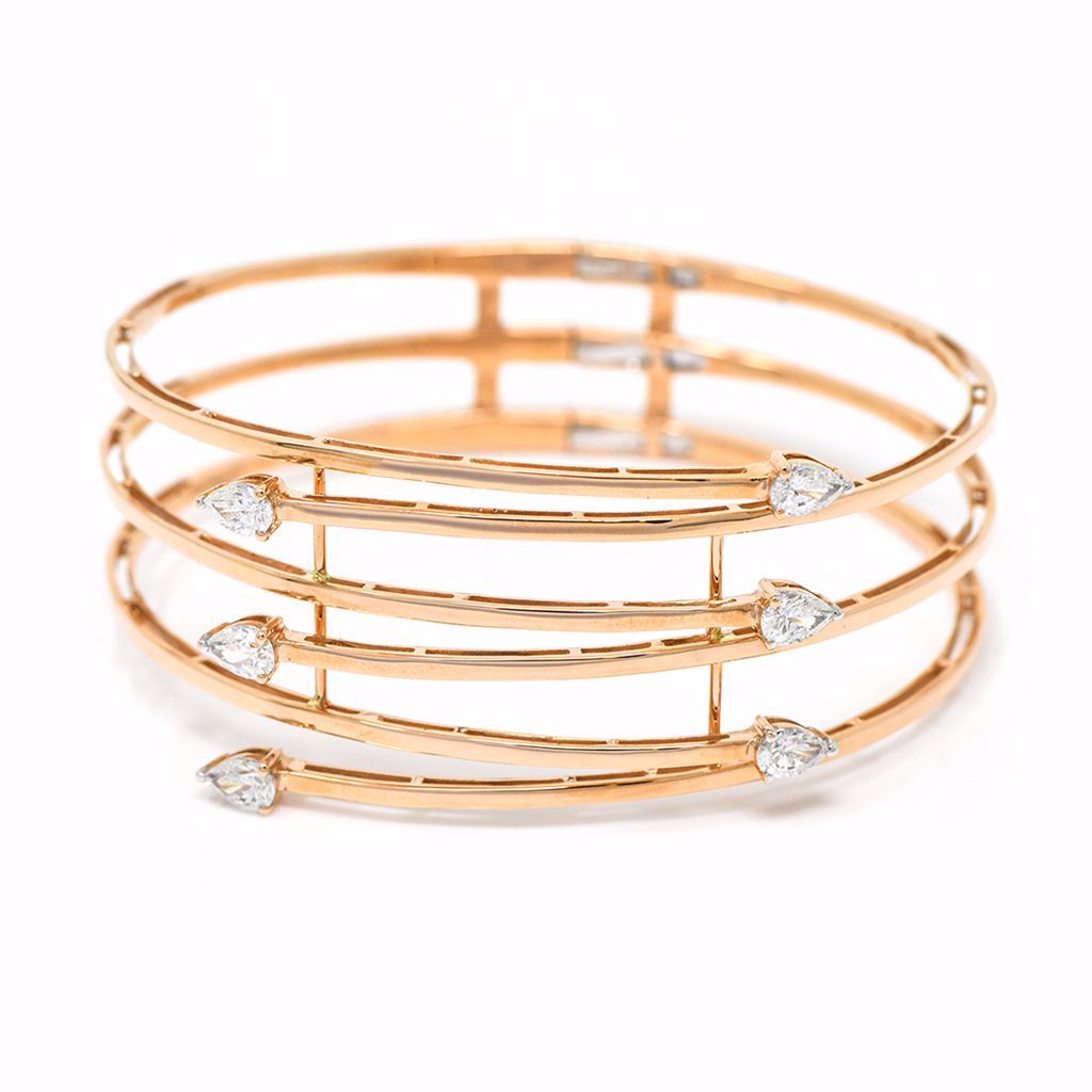 Stacked Pink Gold Bangle With Diamonds | Joud Soutou Jewelry | Gold ...