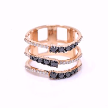 Picture of Black And White Diamond Three Row Ring