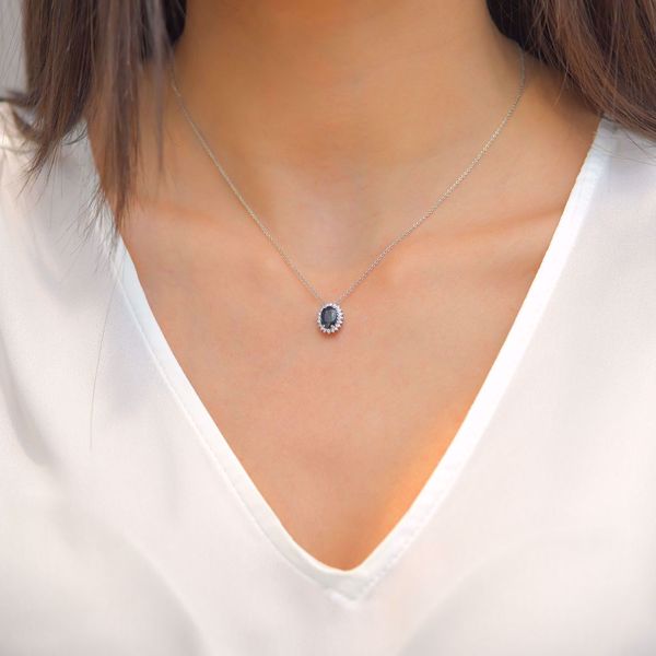 Picture of Adorable Sapphire & White Diamond Necklace