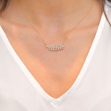 Picture of Neat Leaf Shaped White Diamond Necklace