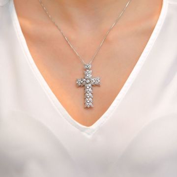 Picture of Eccentric Diamond Cross Necklace
