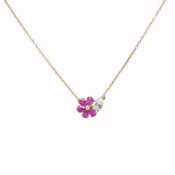 Picture of Enchanting Ruby Flower & Diamond Necklace