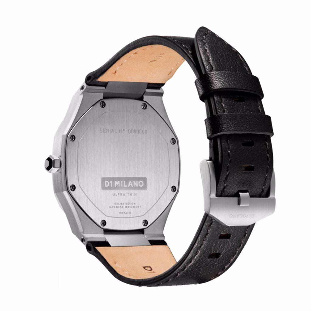 D1 Milano Ultra Thin Leather 38 mm (Silver/Black) | Joud Soutou Jewelry ...