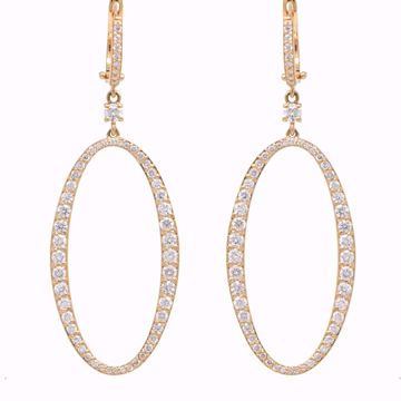 Picture of Charming Oval Diamond Hoops Earrings