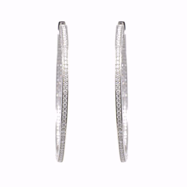 Picture of Shiny Round Diamond Hoops Earrings
