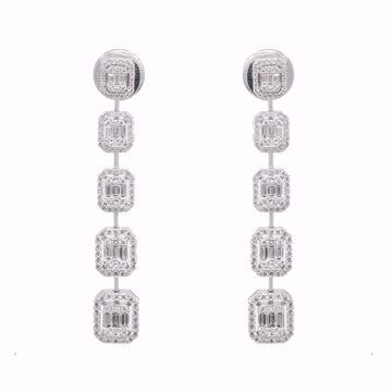 Picture of Fancy Tall Emerald Cut Diamond Earrings