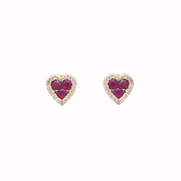 Picture of Heart Ruby and White Diamond Studs