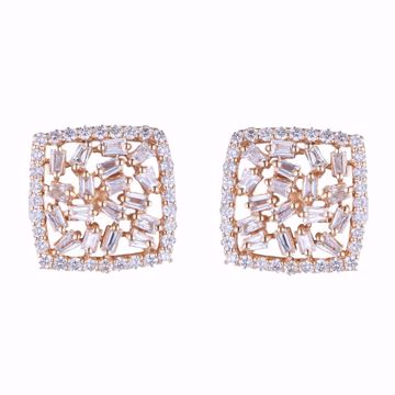 Picture of Pink Square Diamond Earrings