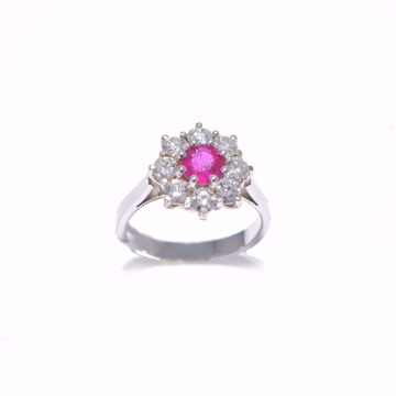 Picture of Engaging Ruby & Diamond Flower Ring