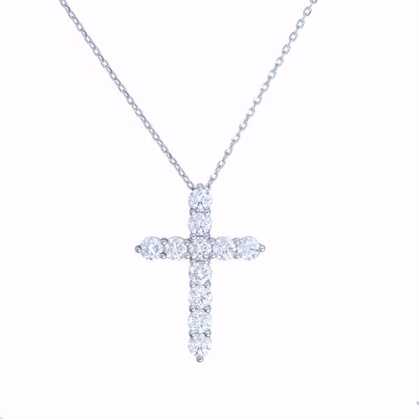 Picture of Elegant White Diamond Cross Necklace
