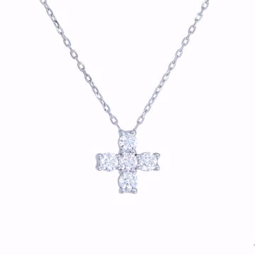 Picture of Tiny Round Diamond Cross Necklace