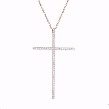 Picture of Attractive White Diamond Cross Necklace