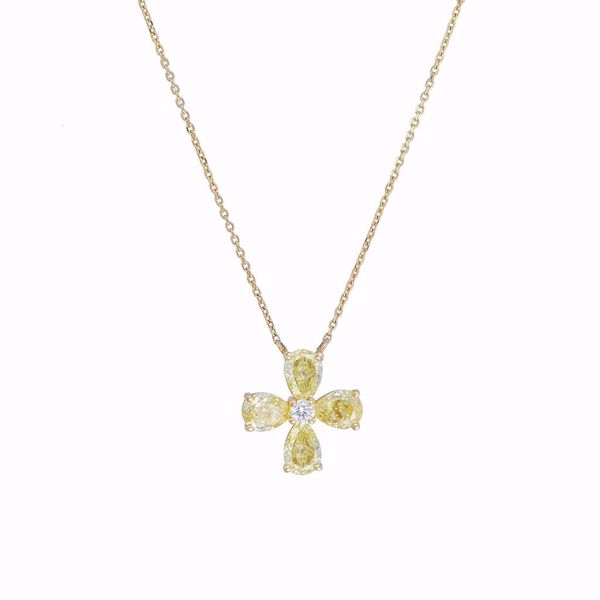 Picture of Canary Yellow Diamond Cross Necklace