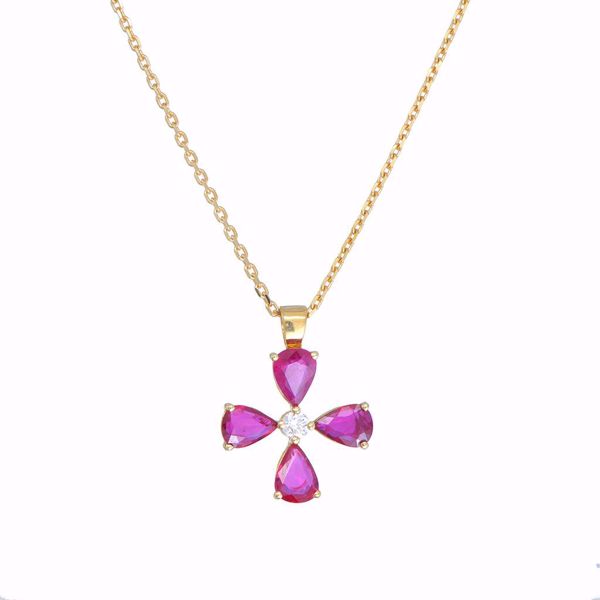 Picture of Ruby & Diamond Cross Necklace