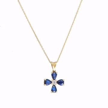 Picture of Shinny Sapphire & Diamond Cross Necklace