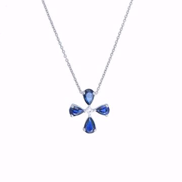 Picture of Lovely Sapphire & Diamond Cross Necklace
