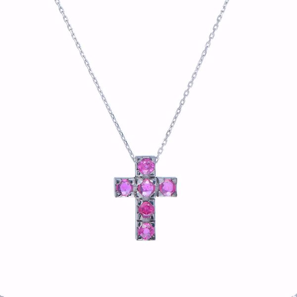 Picture of Tiny Ruby Cross Necklace