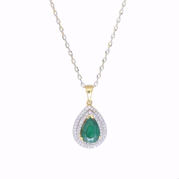 Picture of Classic Emerald & Diamond Tear Necklace