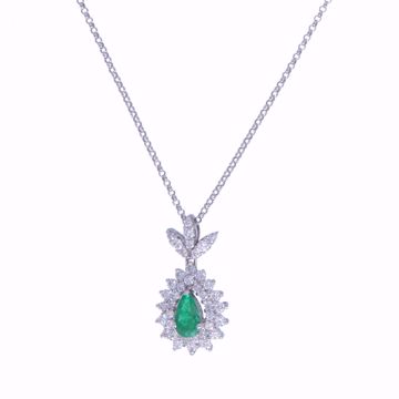 Picture of Glamorous Emerald & Diamond Tear Necklace