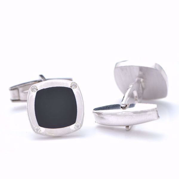 Picture of Black & White Silver Cufflinks