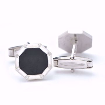 Picture of Octagon Diamond & Silver Cufflinks