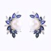 Picture of Fascinating Diamond & Sapphire Halo On Pearl Earrings