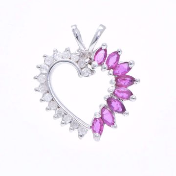 Picture of Elegant Diamond & Ruby Heart Shaped Pendant