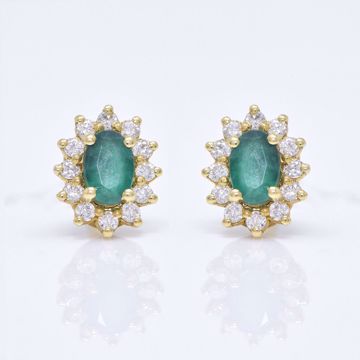 Picture of Fancy Emerald & White Diamond Earrings